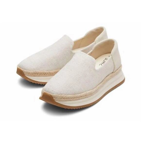 New TOMS Women's Jocelyn Espadrille Sneaker 11M Beige Two Tone Slub/Suede - Picture 1 of 9